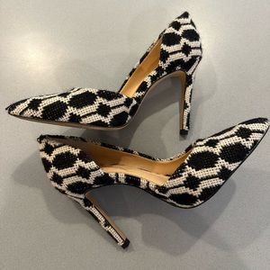 JESSICA SIMPSON White & Black Tweed High Heels Shoes Size 7.5
